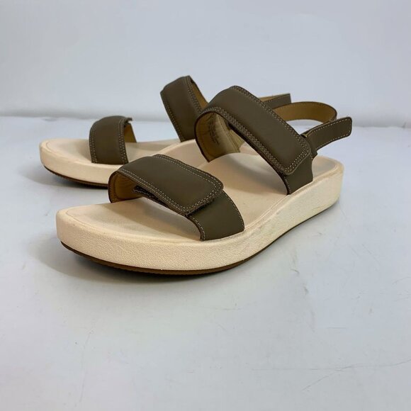 Abeo Women's Peyton Leather Adjustable Strap White Gum Bottom Sandals‎ Size 9 - Picture 1 of 14